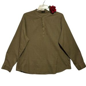CoofAndy Green long tab sleeve Cotton & hemp henley 1/4 button 3 XL NWOT